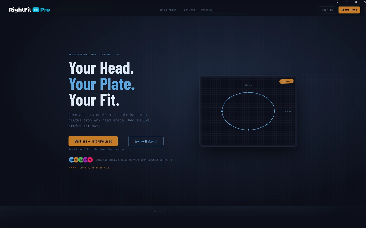 RightFit3D Pro — professional brim plate editor